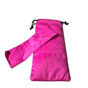 Emilio Pucci Hot Pink Velvet Drawstring Sunglasses Pouch